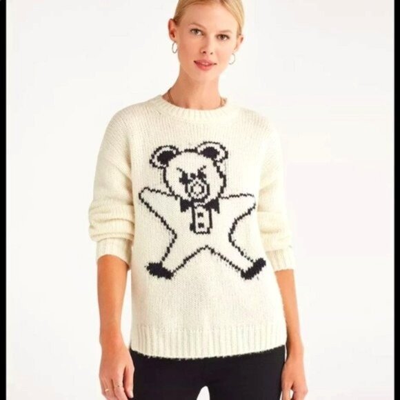 Step Hem Angry Teddy Sweater by 7 For All Mankind Hard To Find (over)size Medium - Picture 12 of 13